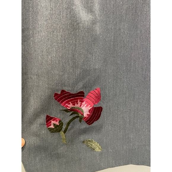 Emboroidered Modern Floral Gray Dress Spaghetti Strap Women's Sz 6 - Picture 7 of 8